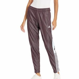 Adidas Tiro Chocolate Brown Track Pants with White Stripes and zipper bottoms